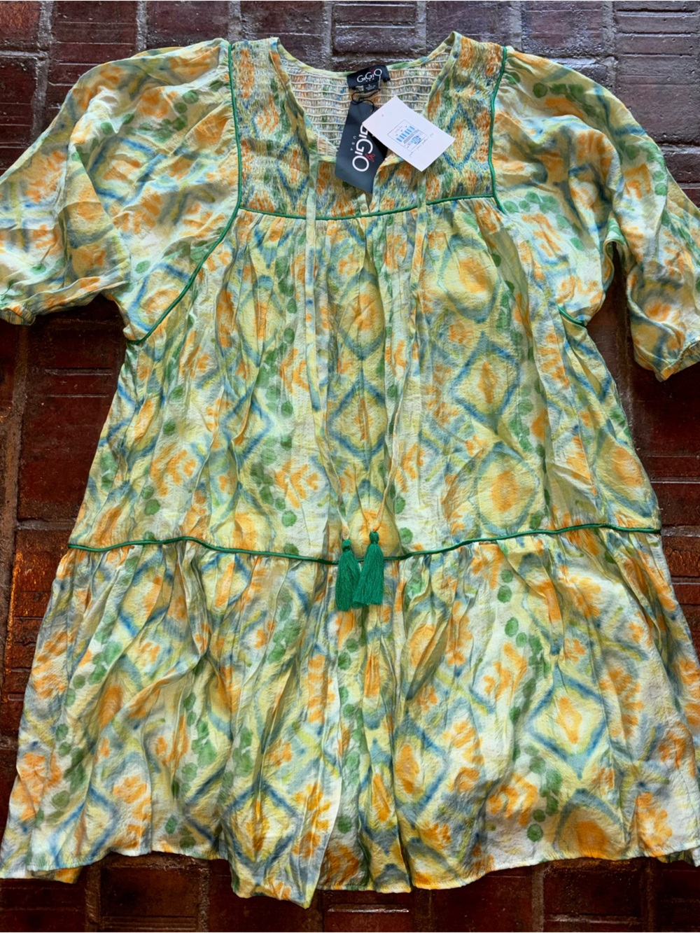 Gigio Floral Mini Dress in Yellow & Green